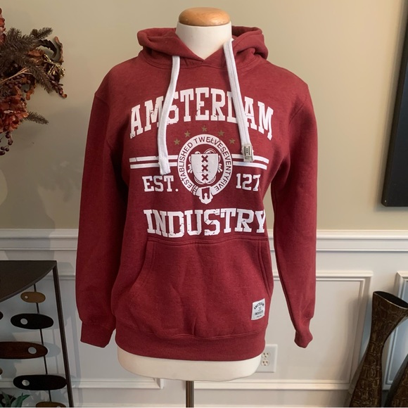 Amsterdam Dutch Denim by Dutch Denim Tops - ⭐️SOLD⭐️Women's Dutch Denim Amsterdam Industry Hoodie | Small | Cranberry